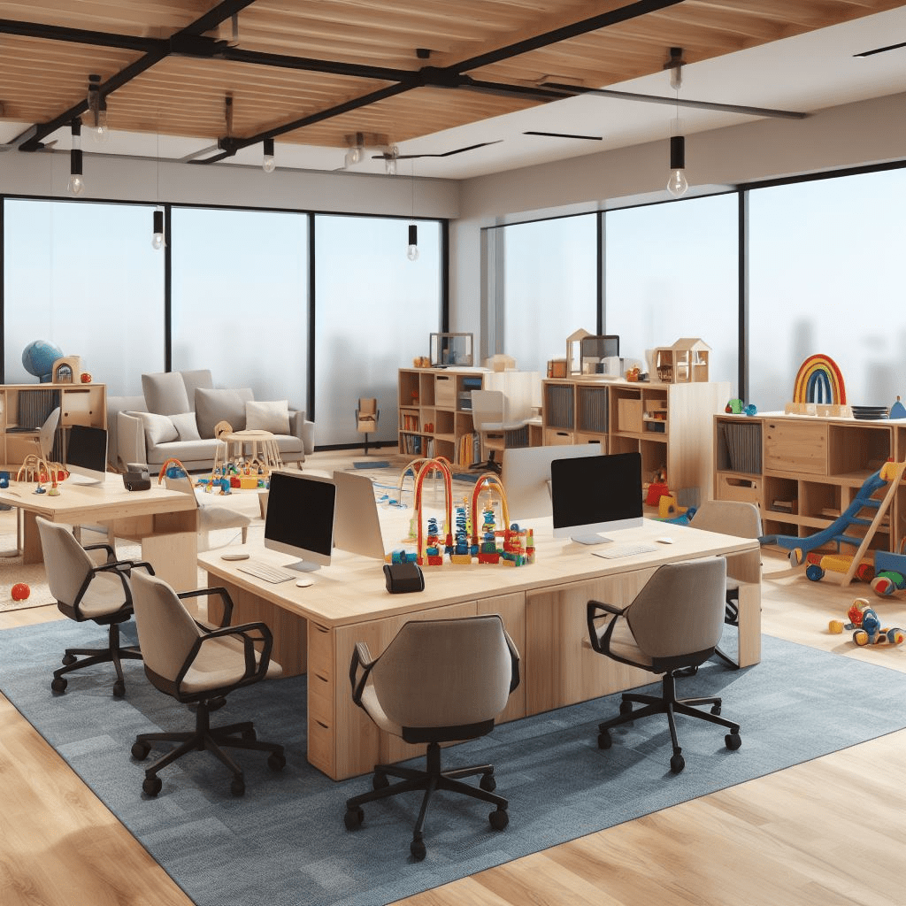 combining office and playroom