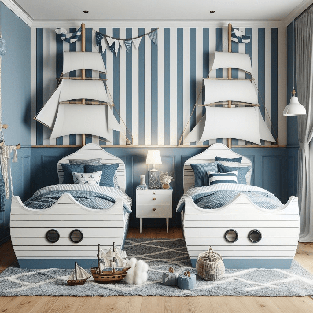 Twin Boy Room | nautical theme room 