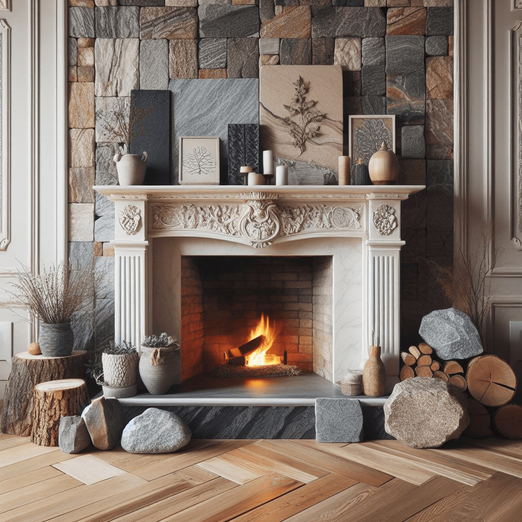 fireplace and stone