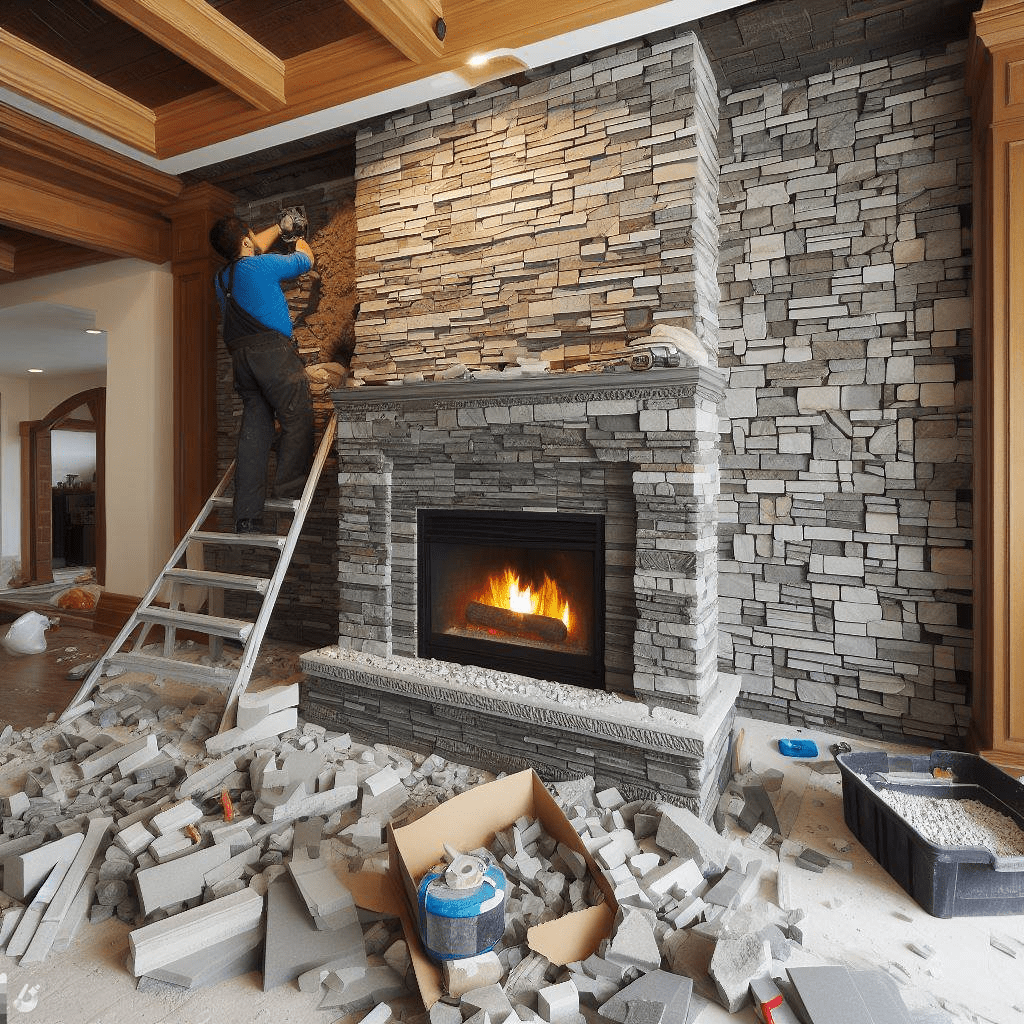 fireplace patio and stone