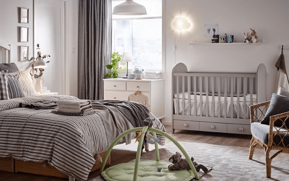 nursery corner in master bedroom

