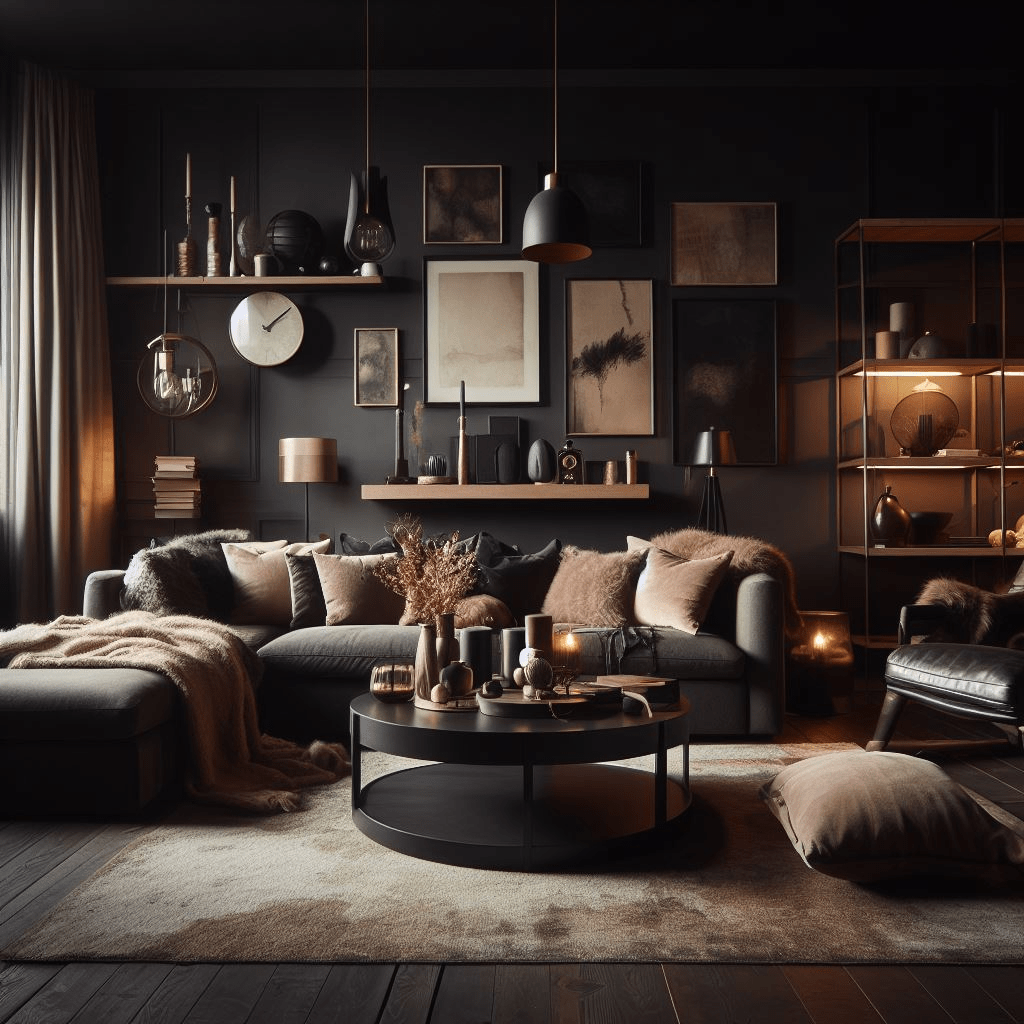 moody living room decor
