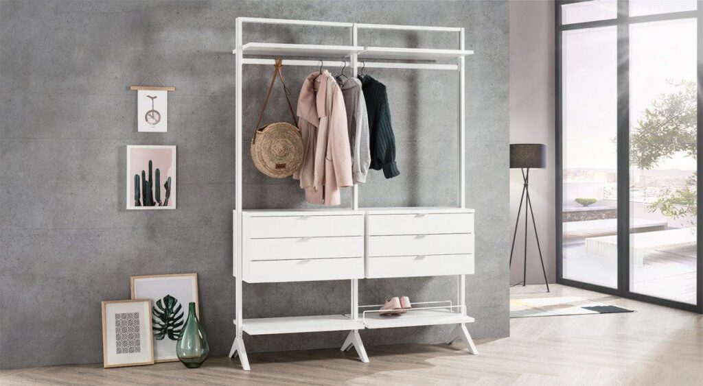 wardrobe rack |turn your living room into a bedroom