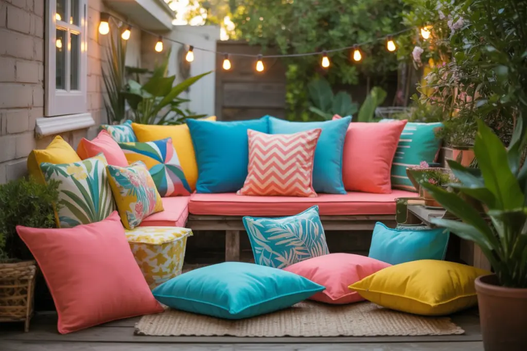 25 Fantastic and Amazing Tiny Backyard Ideas 21 Colorful Cushions and Pillows in your Tiny Backyard