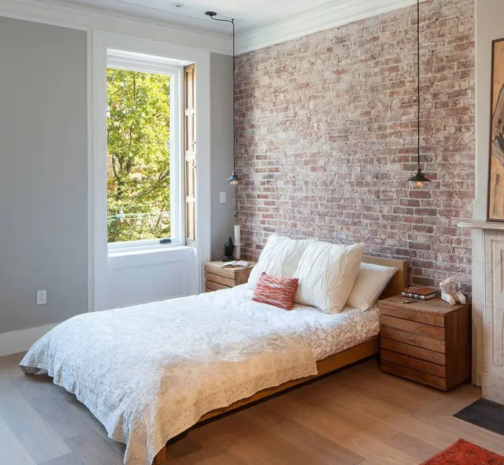 15 Amazing Aesthetic Bedroom Ideas for Your Dream Sanctuary! 17 Brick wall bedroom| aesthetic nightstand