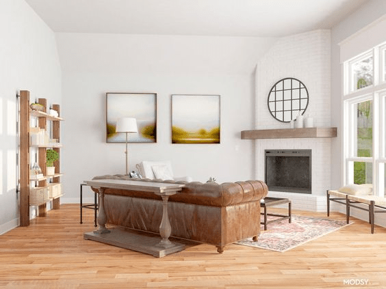 arrange furniture corner fireplace
