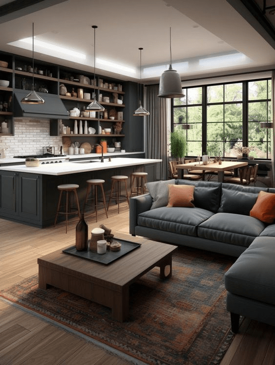 kitchen with opening to living room