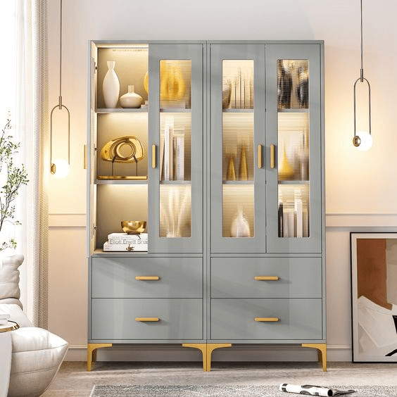 mid century modern china hutch