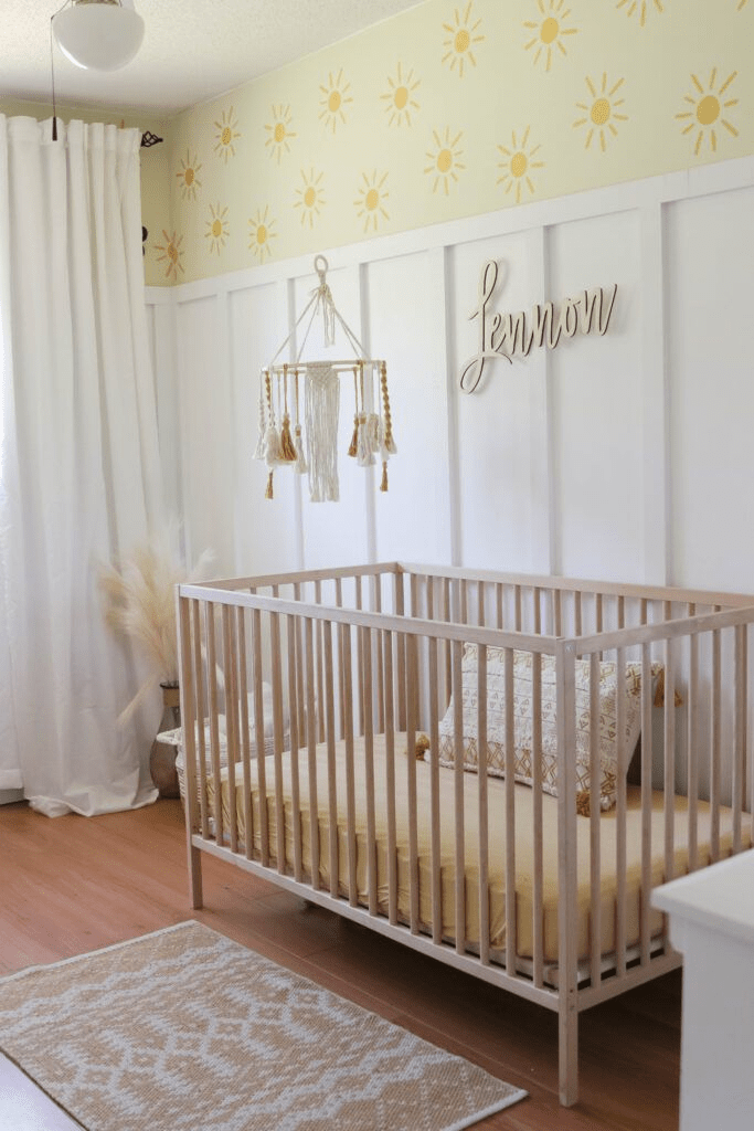 Boho Yellow Nursery |board and batten siding colors