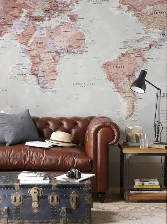 Vintage House Interior Design: The Ultimate Guide 14 World Map Wallpaper