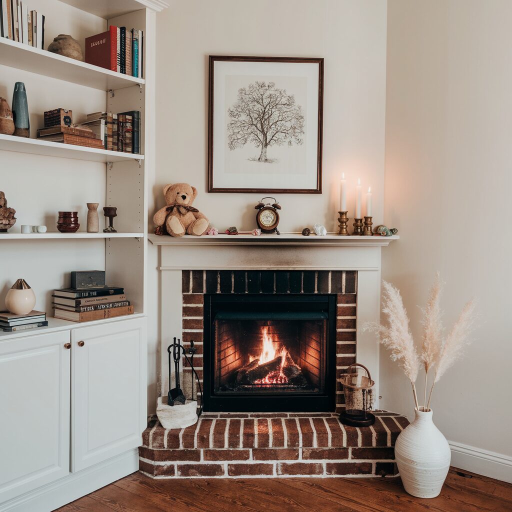 arrange furniture corner fireplace