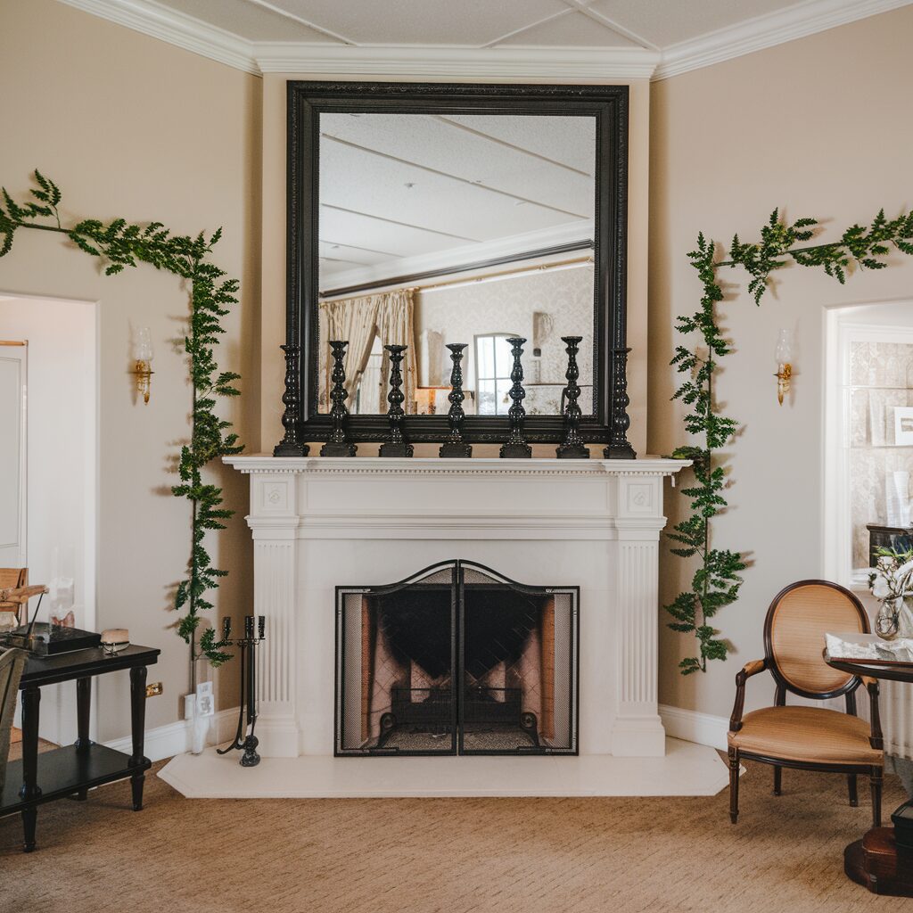 decorating a deep corner fireplace mantel