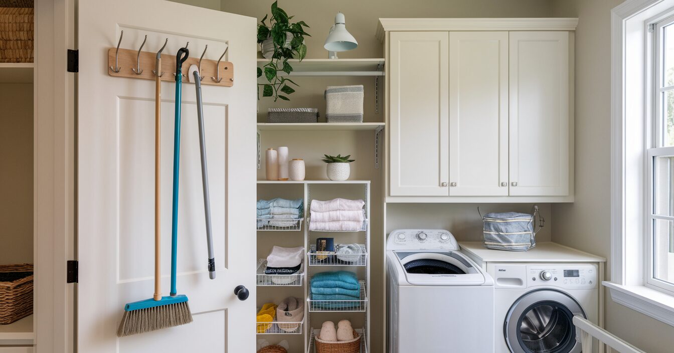 Pantry Door Storage| kitchen pantry laundry room combo