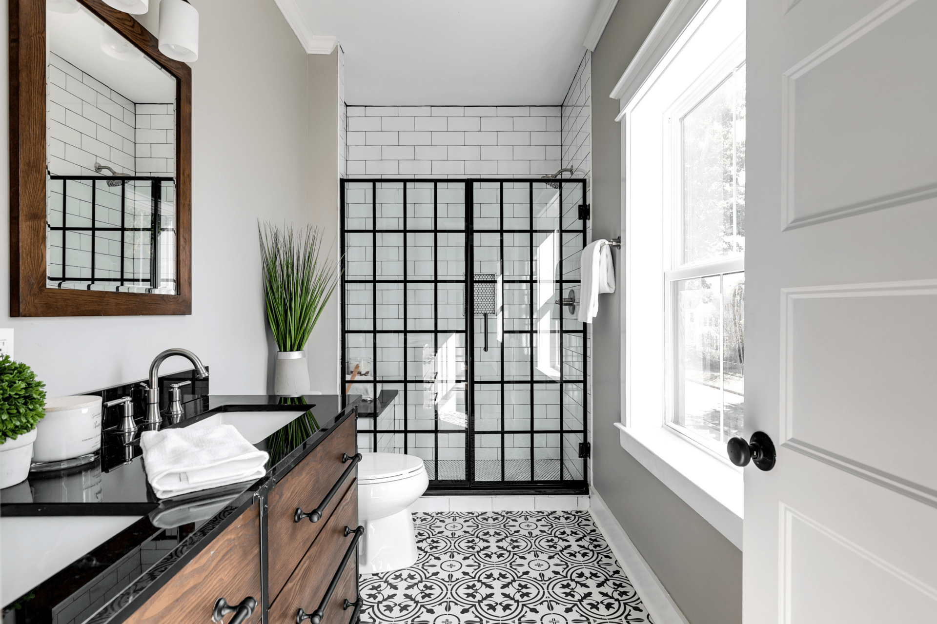 juxtaposing angular subway shower tile