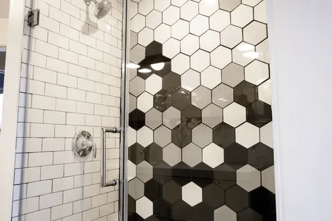 large rectangular shower tile| hexagonal shower tile