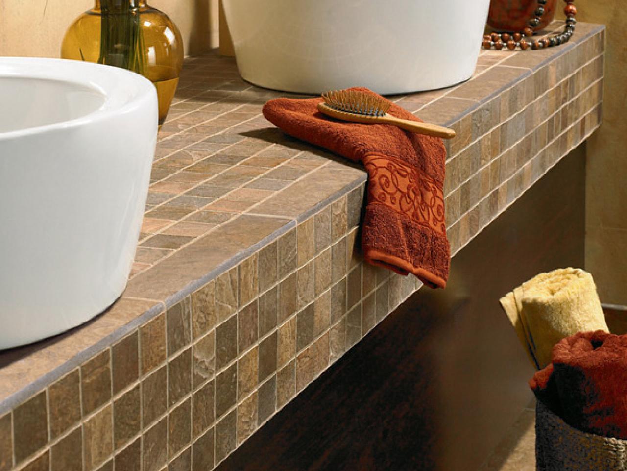 Ceramic tile| coordinating bathroom tile and countertops