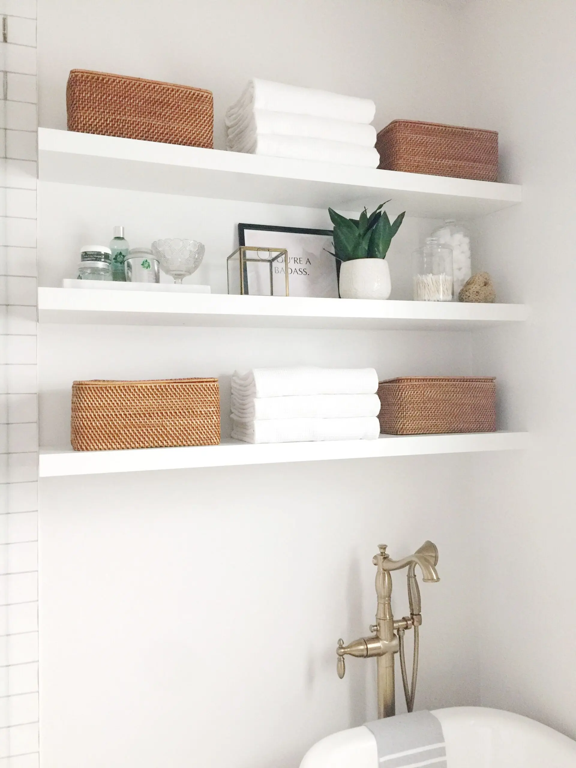 Bathroom Floating Shelves|boho bathroom lighting
