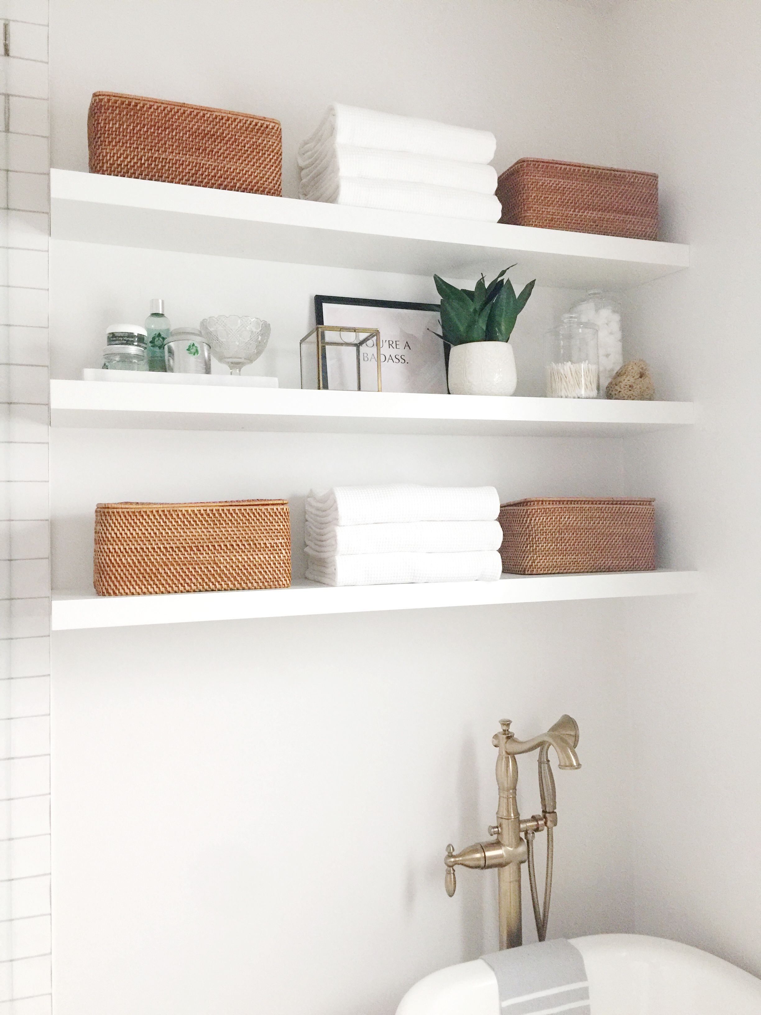 Bathroom Floating Shelves|boho bathroom lighting

