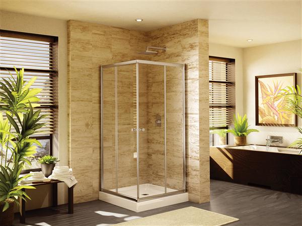 Corner Shower with Frameless Door