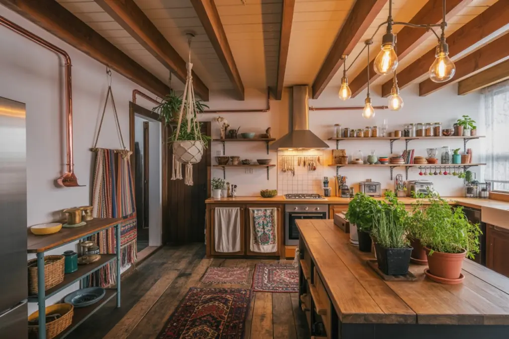 boho kitchen design |industrial Bohemian
