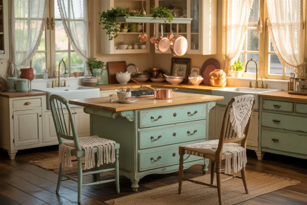 boho kitchen island
