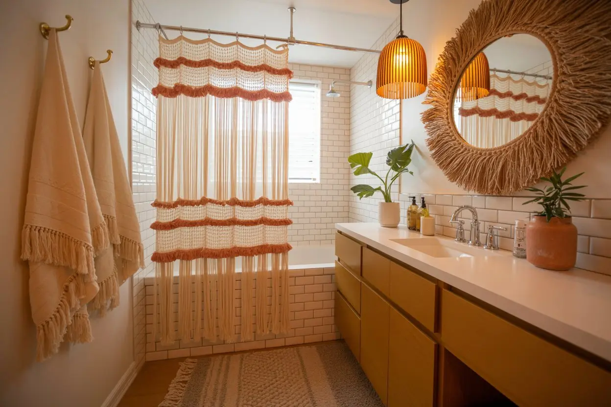 bohemian vanity| boho bathroom wall decor