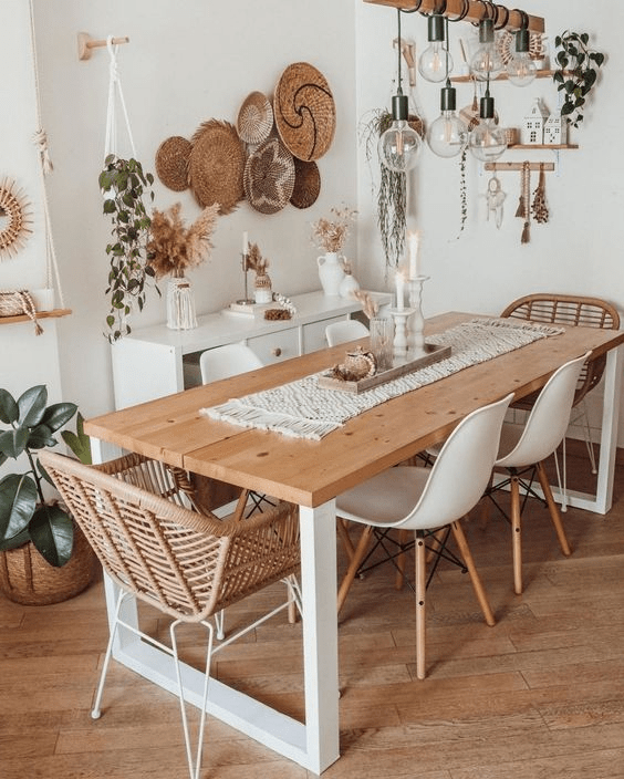 boho dining table set for 4

