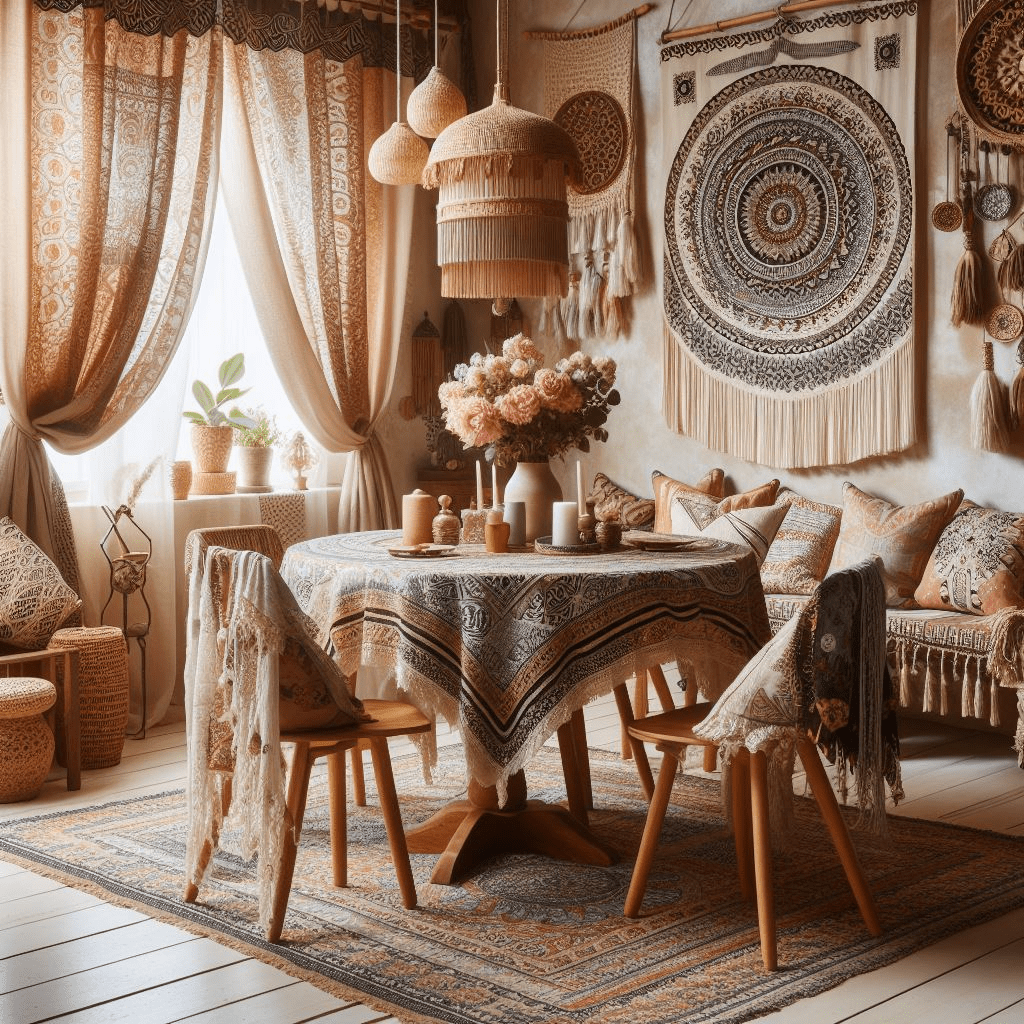 boho style dining table
