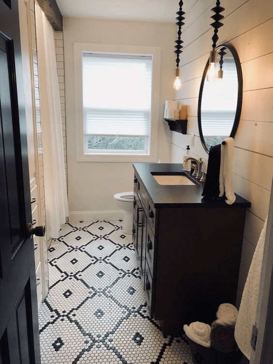 black and white bathroom decor
