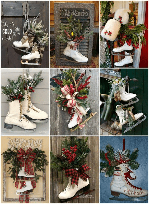 Decorated Ice Skate| diy winter porch decor
