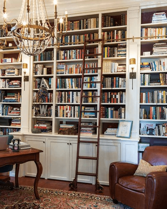 library ladder|library wall bookcase
