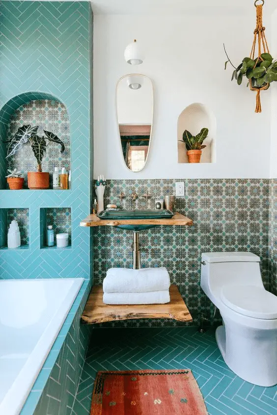 Moroccan Tiles|boho bathroom decor
