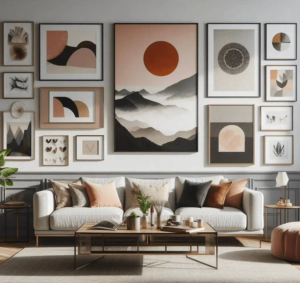 12 Gallery Layouts: Which Gallery Wall Style Fits You Better 10 pictures going up a staircase| stairway gallery