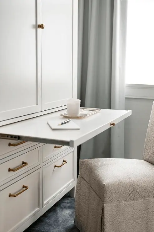 Closet and Office Combo: Smart Ways To Create Home Cloffice 5 Armoire with Pull Out Tray Table Desk| home office closet ideas