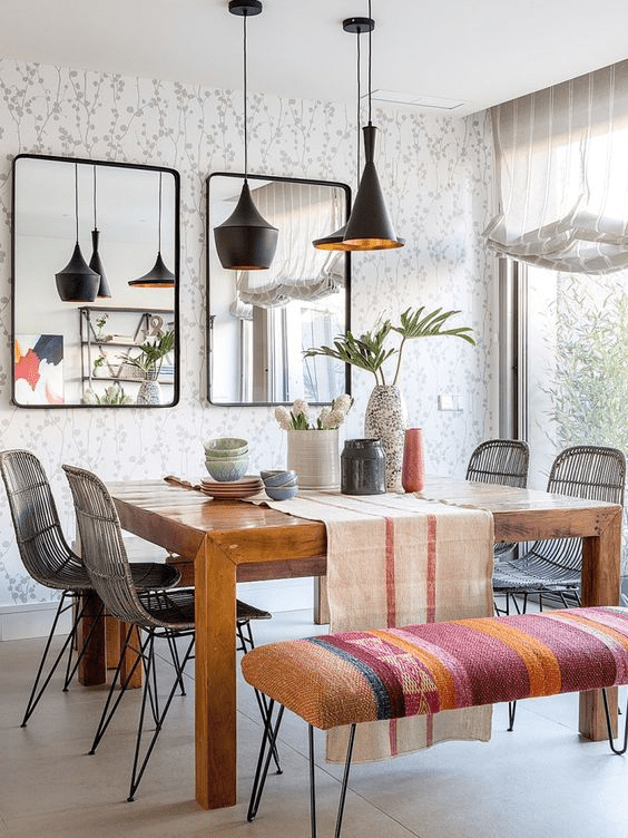 boho dining table
