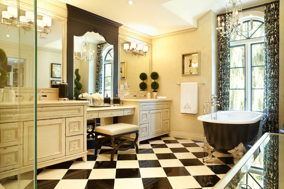 traditional bathroom vanity| Subway Tiles
