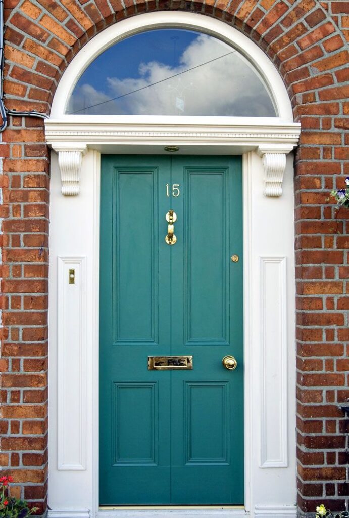 Door Teal|
House Front Bricks