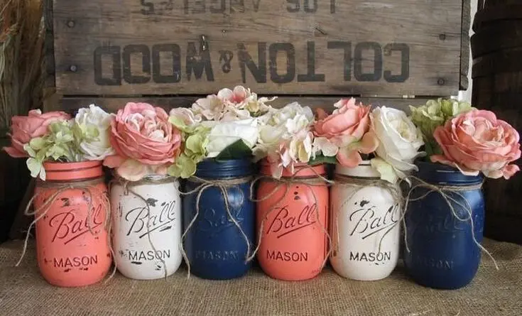 Mason Jar|
Floral Mason Jar painted