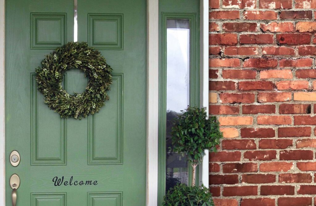 best color for front door on red brick house
