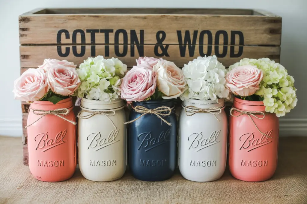Mason Jar|
Floral Mason Jar painted