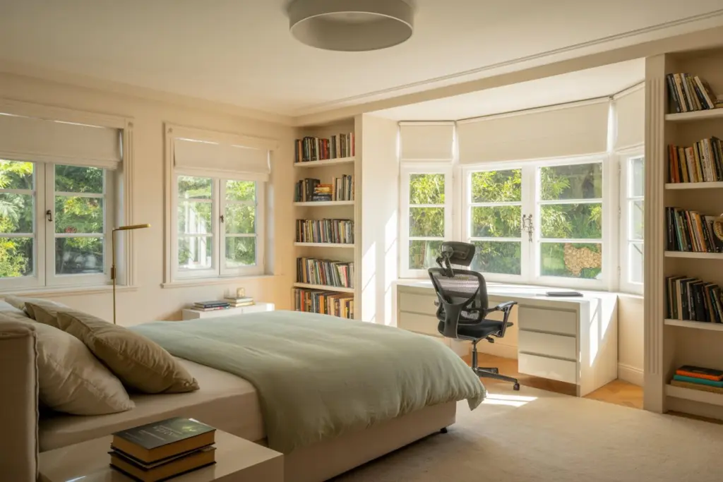 master bedroom with office layout
