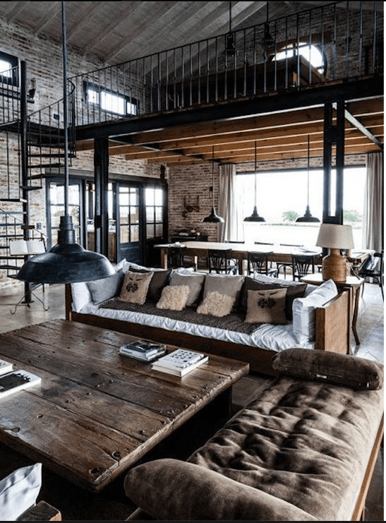 black cabin interior
