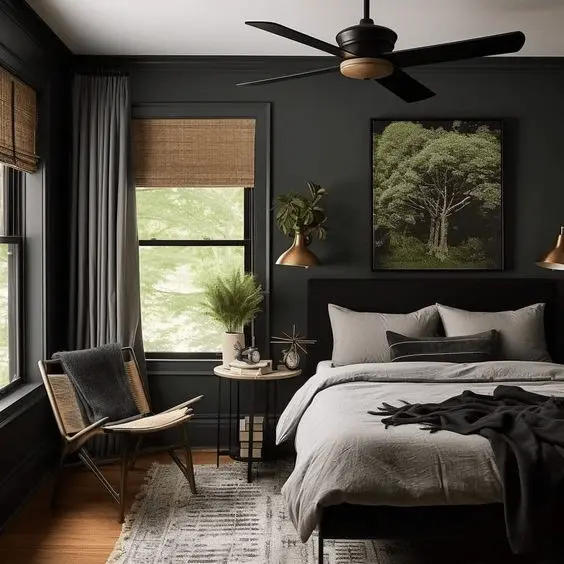 Black Room Decor| best mens bedroom colors
