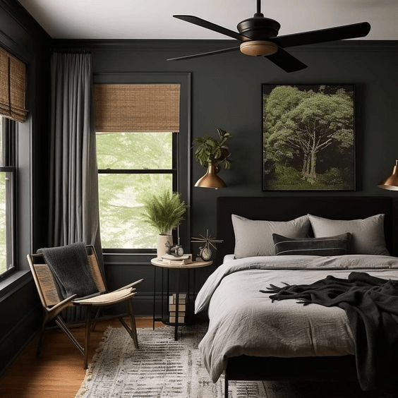 Black Room Decor| best mens bedroom colors
