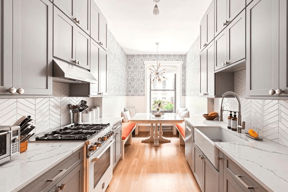 narrow galley kitchen layout

