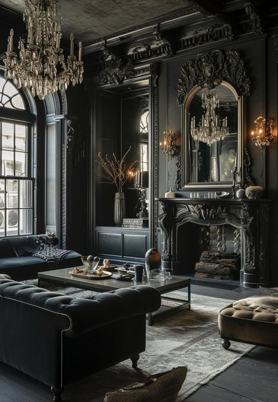 mid century gothic interior design

