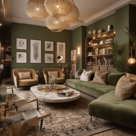 what color compliments olive green
