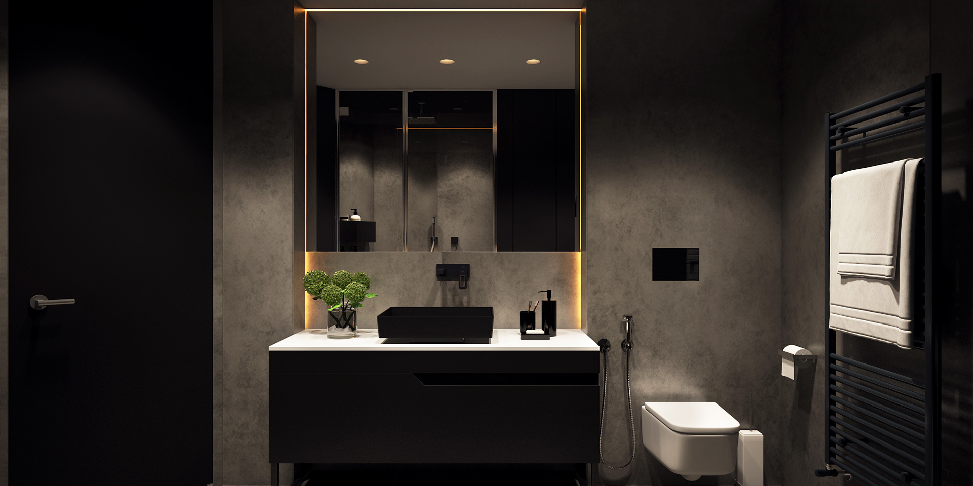 Dark Minimalist Bathroom