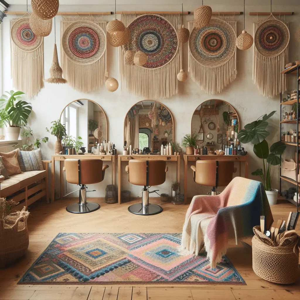 boho salon interior design