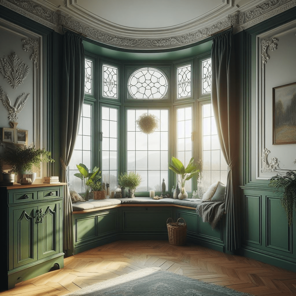 formal dining room with bay window
